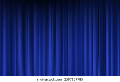 Blue Curtain Background Illustration Featuring Rich Drape Inspired Textures and Elegant Design.