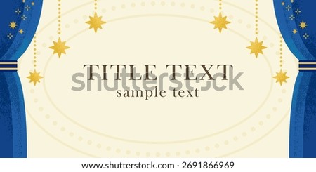 Blue Curtain Background with Star Decorations – Elegant Stage and Ceremony Vector