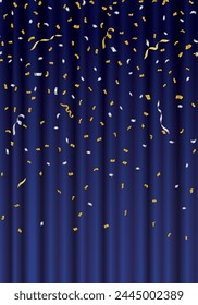 Blue curtain with falling confetti
Blue curtain stage vertical