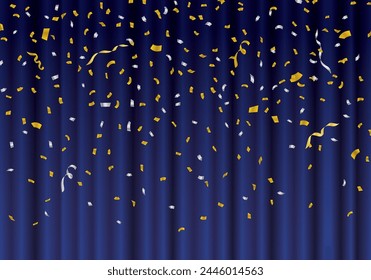 Blue curtain with falling confetti
Blue curtain stage horizontal