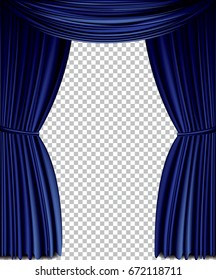 Blue curtain full vector isolated on a transparent background