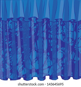 blue curtain, isolated on white background vector