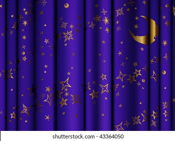 Blue curtain, vector