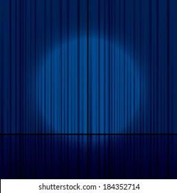 Blue curtain vector background.