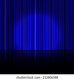 Blue curtain vector background.