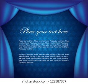 Blue curtain vector background. Easy to edit. Perfect for invitations or announcements.