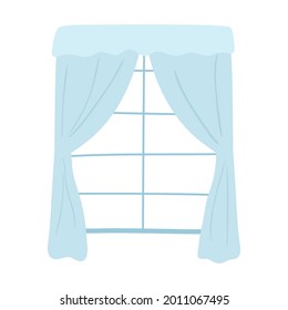 blaue Vorhänge im Fenster einzeln auf Symbol