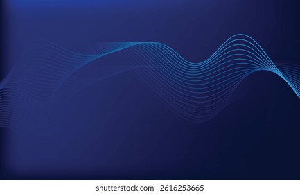 Blue Curve Abstract Background with Smooth Gradient Lines
