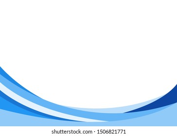 Blue curve alternating sea wave abstract banner vector background illustration