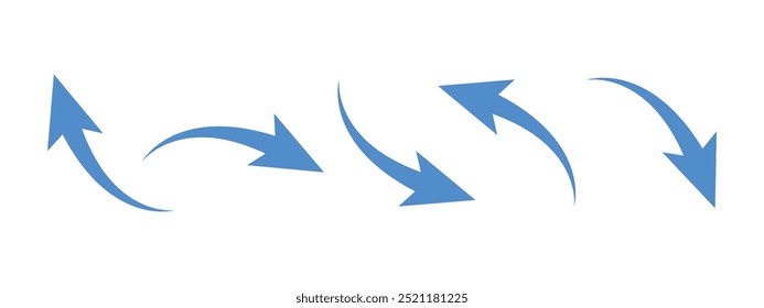 Blue curve arrow direction icon set vector.