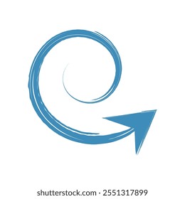 blue curve arrow geometric shape isolated