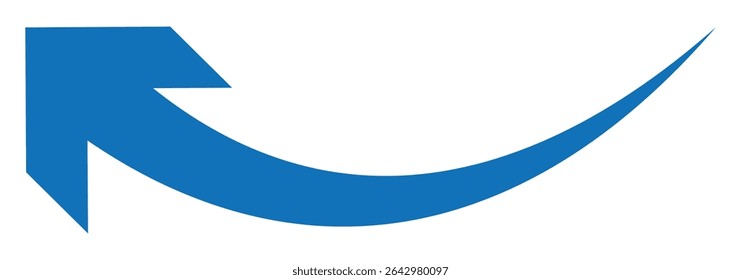Blue curve arrow icon. Curved long arrow. Long arrow icon vector illustration.