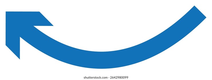 Blue curve arrow icon. Curved long arrow. Long arrow icon vector illustration.