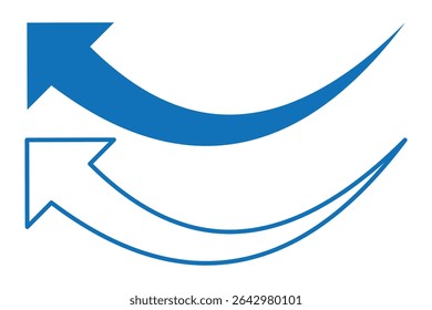Blue curve arrow icon. Curved long arrow. Long arrow icon vector illustration.