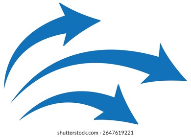 blue curve arrow icon on transparent background. flat style. arrow icon for your web site design, logo, app, UI. curve arrow sign.