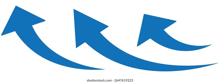 blue curve arrow icon on transparent background. flat style. arrow icon for your web site design, logo, app, UI. curve arrow sign.