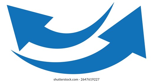 blue curve arrow icon on transparent background. flat style. arrow icon for your web site design, logo, app, UI. curve arrow sign.