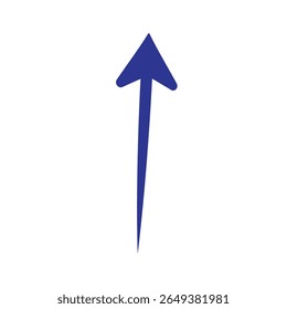 blaue Kurve, Pfeilsymbol auf weißem Hintergrund. flacher Stil. Pfeilsymbol für Ihr Website-Design, Logo, App
