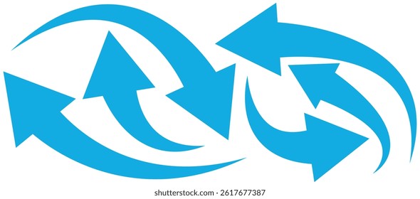 blue curve arrow icon set.Curved arrows, hand drawn curved arrows. Set long blue curve arrow icon vector Set. blue curve arrow. long arrow icon set.