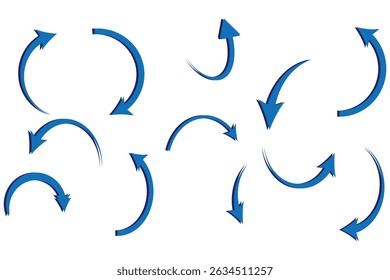Blue Curve arrow vector icon. Arrow vector. curly arrow collection vector set.