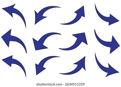 Blue Curve arrow vector icon. Arrow vector. curly arrow collection vector set.