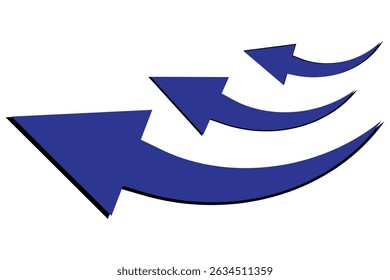 Blue Curve arrow vector icon. Arrow vector. curly arrow collection vector set.
