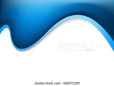 Blue curve background with blue line and white space for text and message design , vector