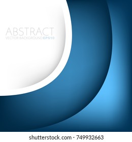 Blue curve background vector with white space for text design
