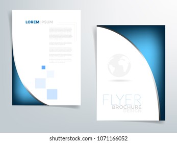 Blue curve brochure template background vector header flyer design with white space for text design