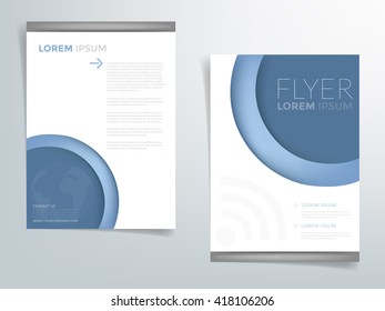 Blue curve brochure template flyer header design vector background with white space for text and message design in A4 size