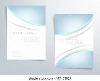 Blue curve brochure template flyer background and header design with white space for text and message in A4 size , Vector