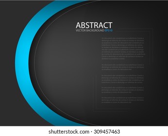 Blue curve circle ring background vector line on black space for for text and message design