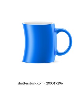 Blue curve cup of something is on white background