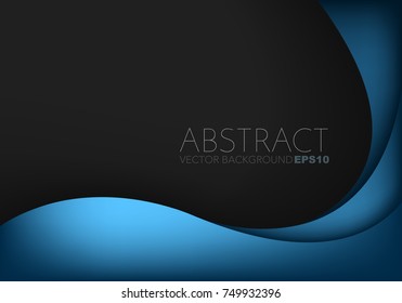 Blue curve frame vector background overlap layer on black space for text and background design