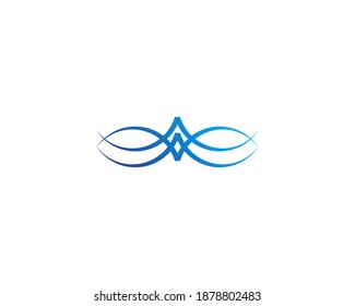 Blue curve icon logo design template