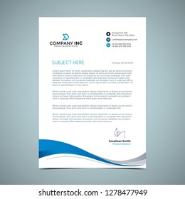 Blue Curve Letterhead Design
