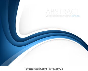 Blue curve line background gradient color overlap layer with white space for text design, vector