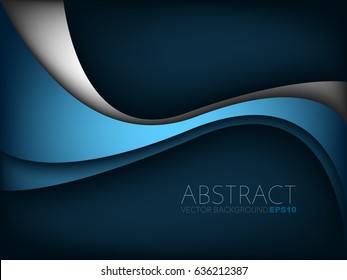 Blue curve line background on dark space with silver curve line , for text design , vector