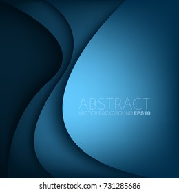 Blue curve line background overlap layer on blue dark space for text and background design