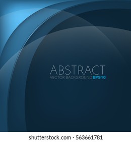 Blue curve line background vector overlap layer with dark space for text and message design