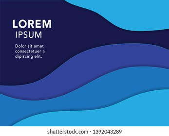 Blue curve line layer background with white space for add text .Vector abstract wavy background, trendy minimalist futuristic design with pink texture. Global swatches. 