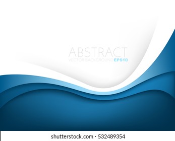 Blue curve line layer background with white space for add text , vector