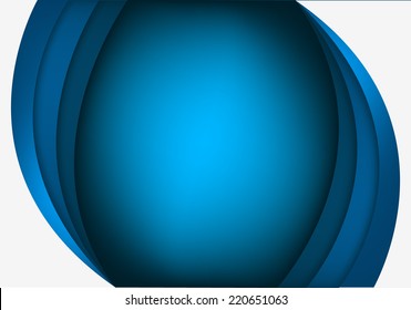 Blue curve line layer overlap on white background for text and message modern artwork design