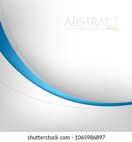 Blue curve line vector background with white paper space for text and background design