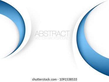 Blue curve line vector background with white space for text and background design