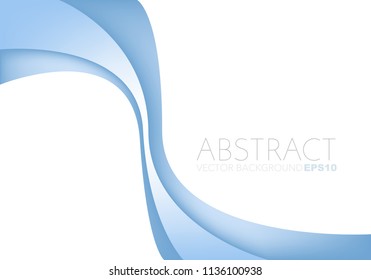 Blue curve line vector background on white paper space
