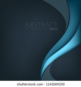 Blue curve line vector background overlap layer on blue dark space for text and background design