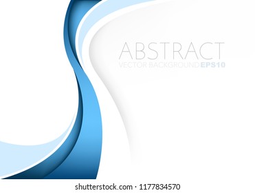 Blue curve line vector background overlap layer on white paper space for background design