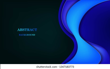 Blue curve line vector background. Overlap layer on dark space for text and background design