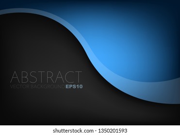 Blue curve line vector background overlap layer on black space for design